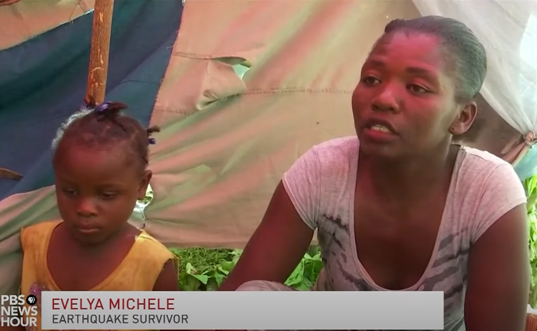 earthquake survivor speaking to pbs