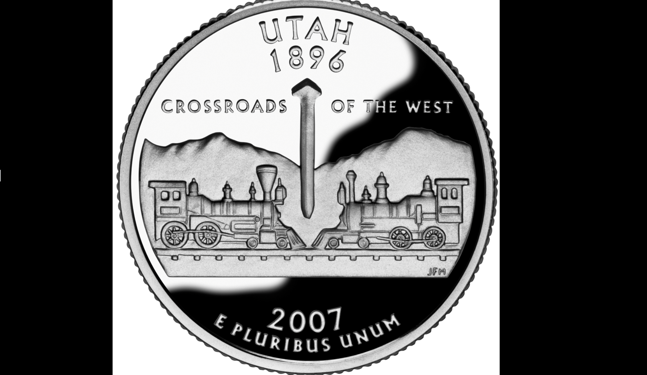 Utah quarter, reverse side, 2007, US Mint, Public Domain