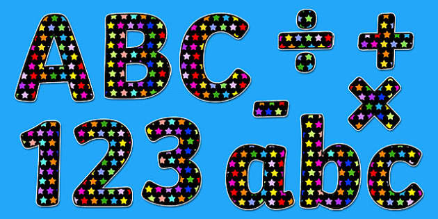 Multicolored Stars Bulletin Board Letters and Numbers Pack Image