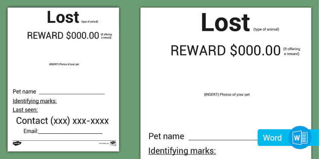 Editable Missing Pet Poster