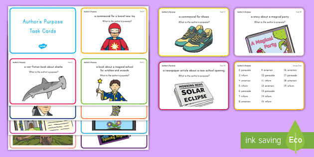 Author's Purpose Task Cards Image