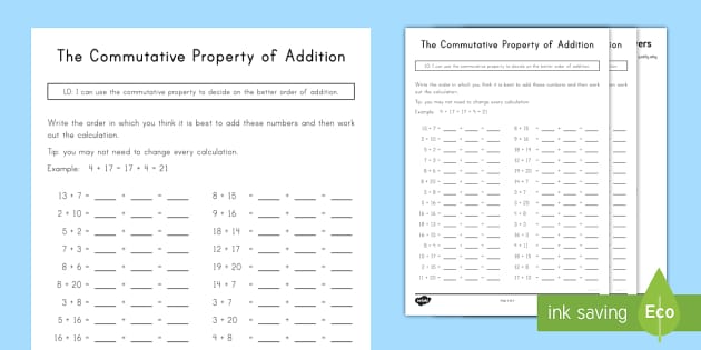 Commutative Property of Addition Activity Image