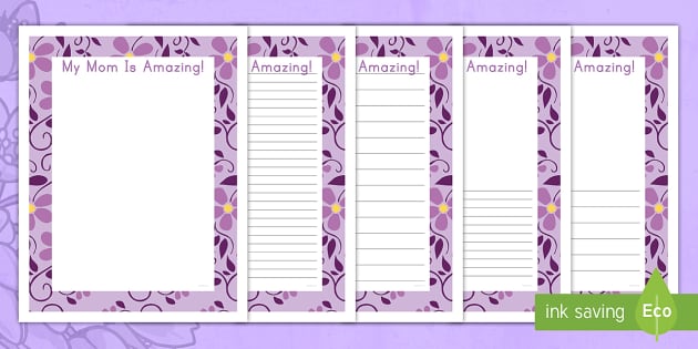 Blank and Lined Journal Writing Pages - My Mom Is Amazing Prompt Image