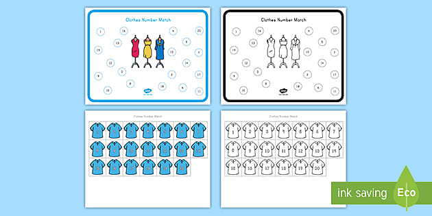 Clothes Number Match Activity Mat Image