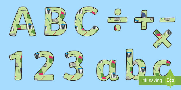 Writing Center Bulletin Board Letters and Numbers Pack Image