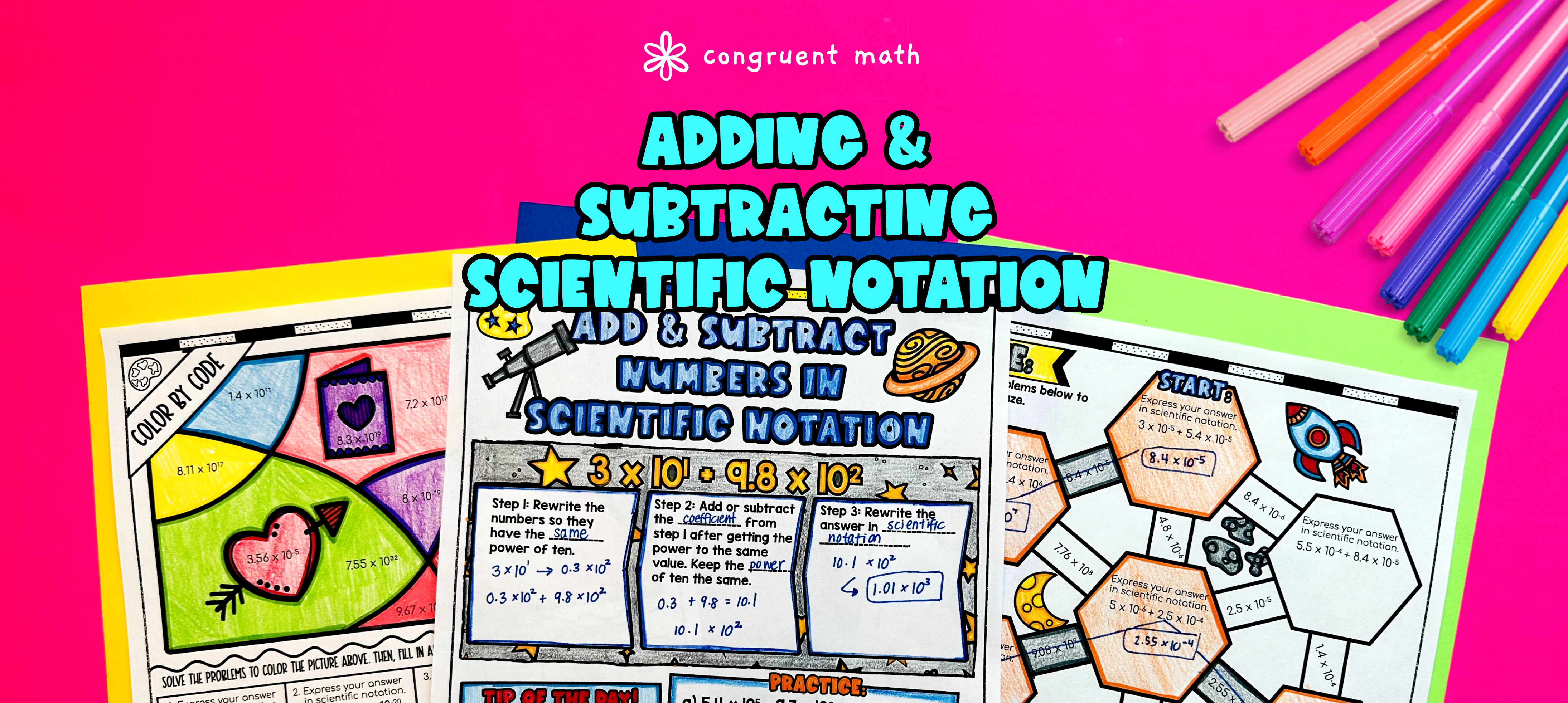Adding and Subtracting Scientific Notation Guided Notes Image