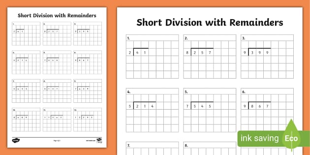 Grid Paper Division Practice Worksheet Image