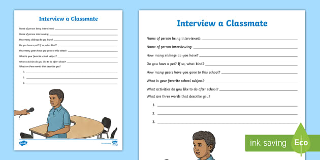 Back to School Interview a Classmate Activity