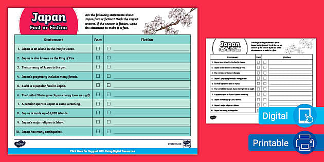 Japan Fact or Fiction Activity Image