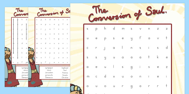 The Conversion of Saul Word Search Image
