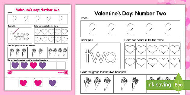 Valentine's Day Number Two Activity Image