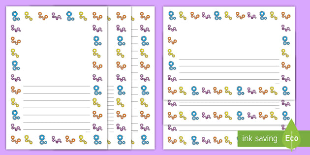 Blank and Lined Journal Writing Pages - Inventions Border Image