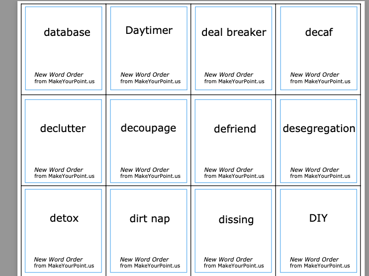 cards new word order