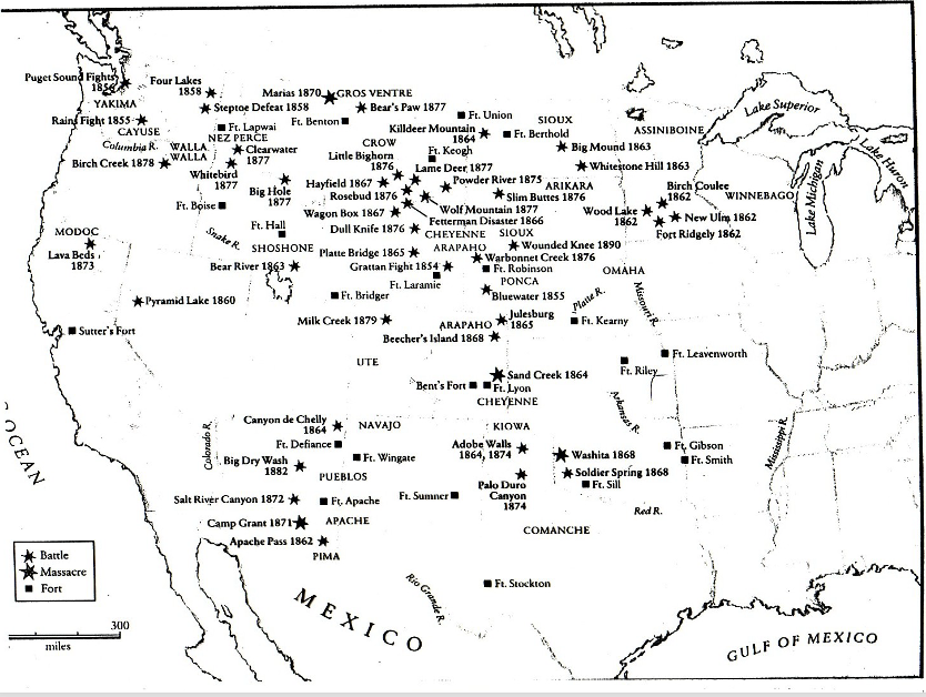 map of battles and the sand creek massacre