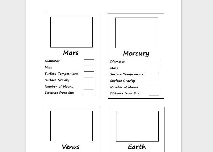 planet activity cards