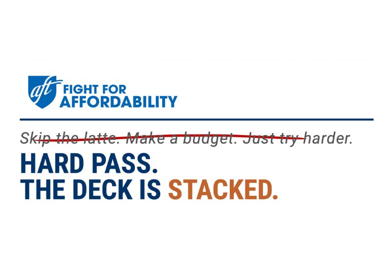 Fight for Affordability: AFT Campaign Flyer on Medical Debt, Credit, and Student Loans