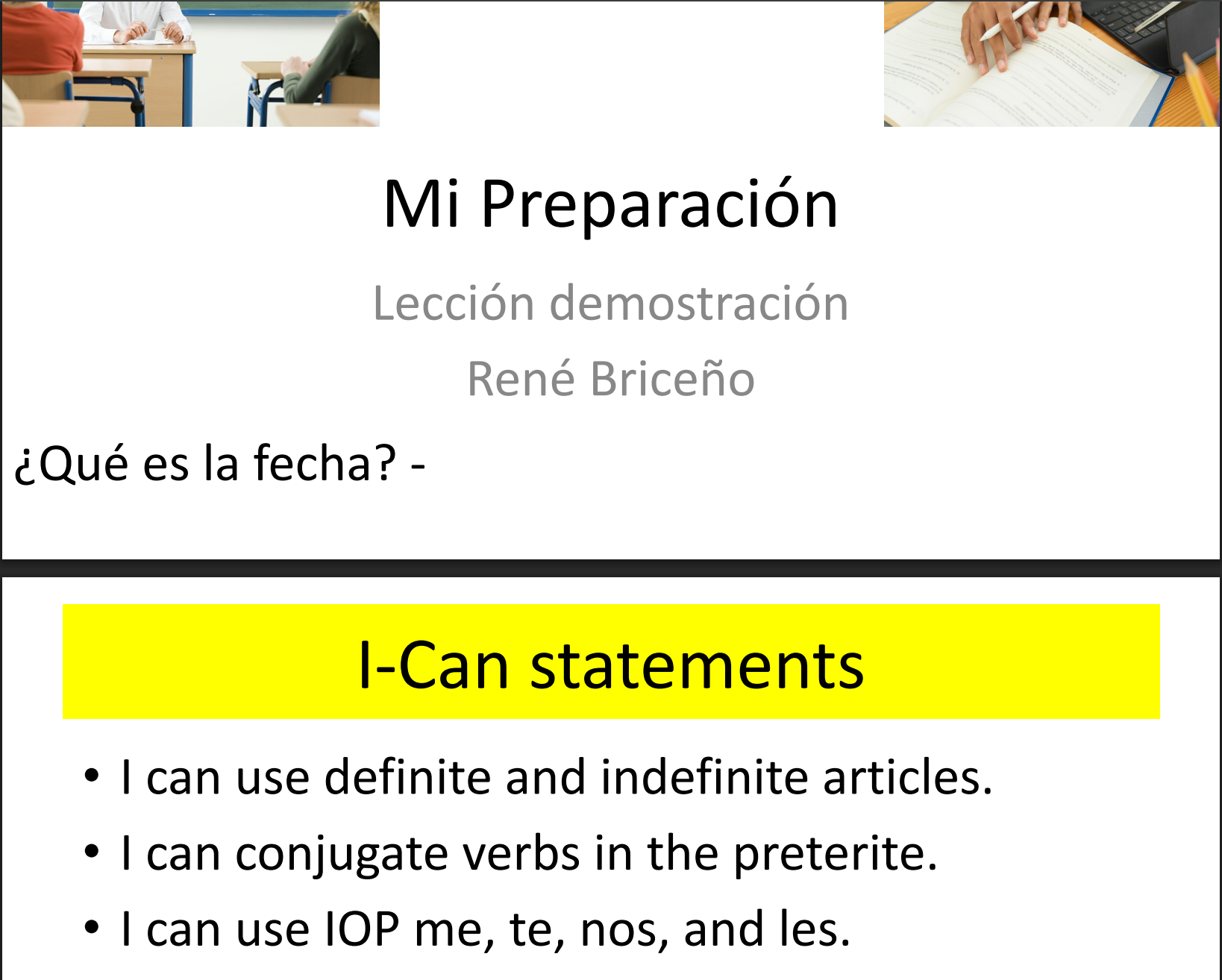 Mi Preparación Lección demostración
