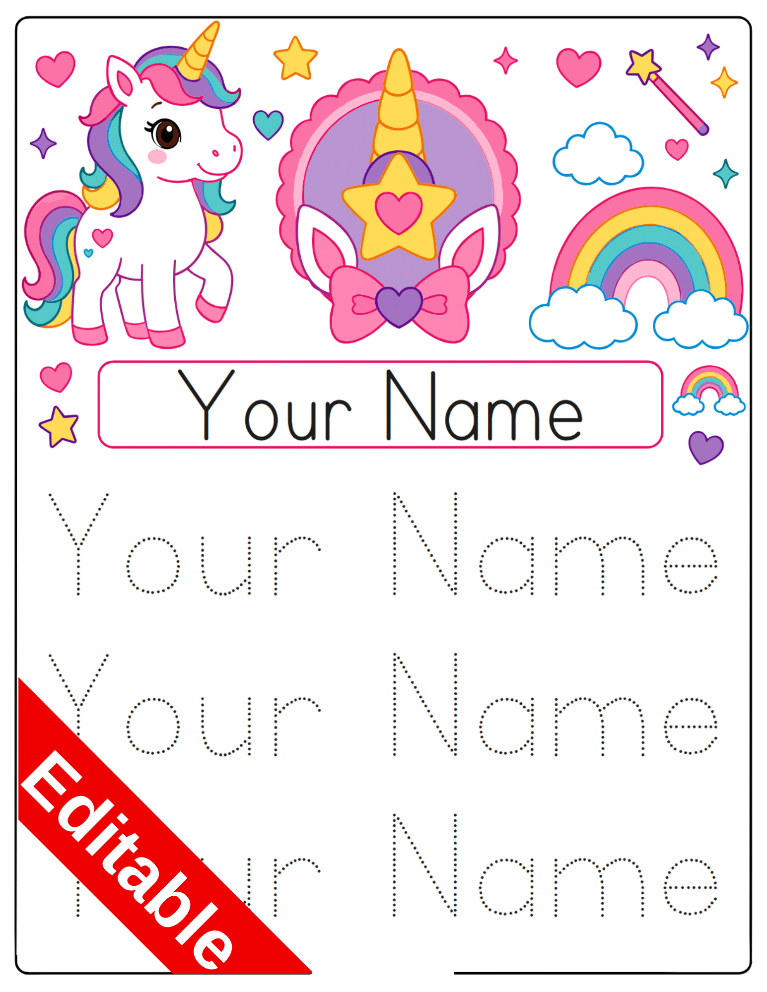 Editable Name Tracing Worksheets
