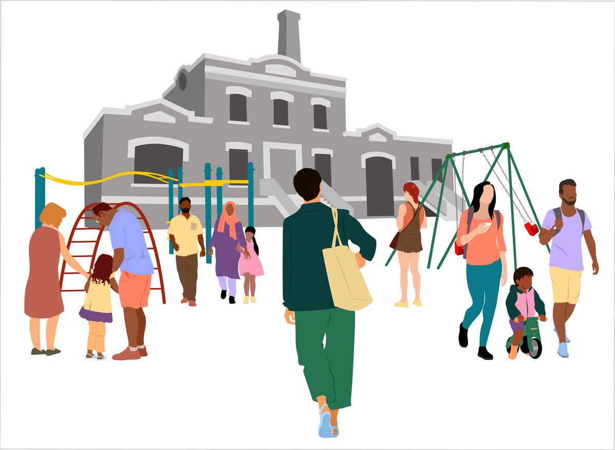 educator walking to school 
