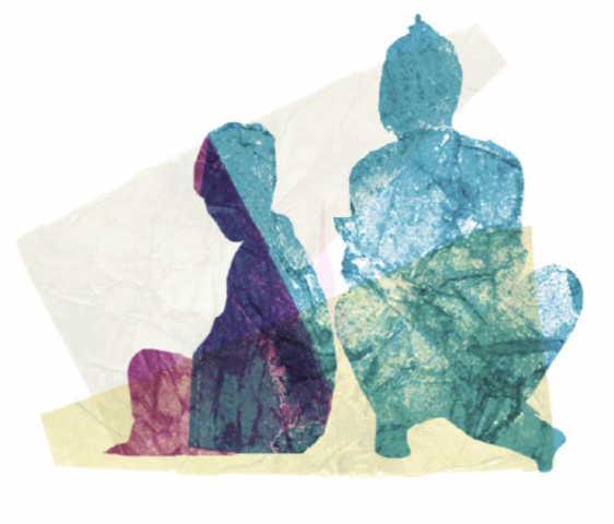 sketch of two individuals sitting