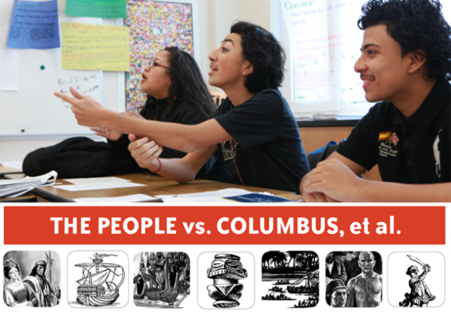 students in the classroom debating Columbus