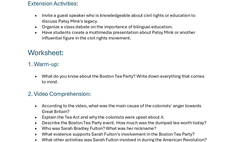 Preview of Patsy Mink Lesson Plan.pdf - page 2